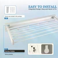 ราคา 【Cư trú】 Wall Mount Retractable Clothes Drying Rack Foldable Aluminum Hanging Rods ABS Frame 84cm Eandable Laundry Rack 2kg Load (1734944221676471333)
