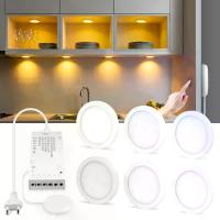 ราคา [Lighting] 1-6pcs Ultra-Thin LED Ceiling Panel Light 5W 12V Dimmable Touch Sensor Puck Light for Closet Display Shelf Cabinet Wall Lighting (1735177188800627936)