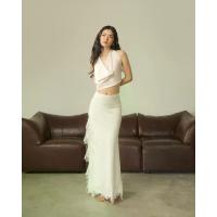 ราคา MISS MODERN - Yoko Skirt กระโปรงยาว กระโปรงเอวต่ำ ซาติน แต่งขอบลูกไม้ ผ่าข้าง (1733531070081566334)