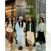 ราคา ♟UIUI | LACE TRIMMED SKIRT กระโปรงชายลูกไม้ เอวสม็อค❋ (1735403551517214490)