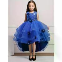 ราคา XABH Girls' Sleeveless Flared Princess Party Dress with Floral Lace-like Back & Train - Soft Pink Ruffled Layered Skirt, Round Neck A-Line Mid-Length Formal Evening Gown for Reci (1733634294018508252)