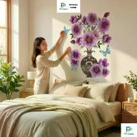 ราคา PP Supply สติ๊กเกอร์ติดผนัง 3D (3D Wall Sticker) ลายแจกันดอกไม้สีม่วง คําแนะนําการขายที่ร้อนแรงในเดือนนี้ (1735283953880500212)