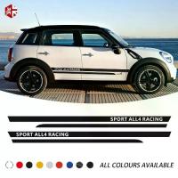 ราคา 2 X Door Side Stripes Sticker Car Sport ALL4 Racing Styling Body Decal For MINI Cooper S Countryman R60 One JCW Accessories (1734488068735468628)