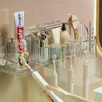 ราคา 1pc Wall-Mounted Toothbrush Holder with Toothpaste Dispenser and Mouthwash Cup, Space-Saving Bathroom Organizer, Multifunctional Plastic Toothbrush Storage Box, No Electricity Ne (1733222518778988337)