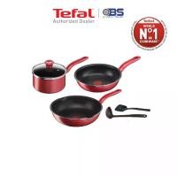 ราคา กระทะ หม้อ TEFAL SO CHEF ชุด 4 และ 6 ชิ้น สีแดง กระทะ เครื่องครัว G135s496 และ G135S696 (1734897533411624510)