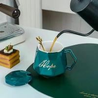 ราคา แก้วเซรามิค แก้วกาแฟ แก้วน้ำเซรามิคมีฝาปิด + ช้อน สไตล์นอร์ดิก แก้ว ถ้วยกาแฟ 400 ml. (1735506572534777072)