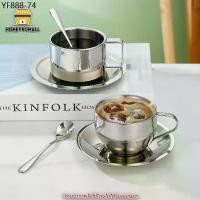 ราคา ถ้วยกาแฟ สแตนเลส 180 มล. ถ้วย+จานรอง+ช้อน ชุดถ้วยชากาแฟ 3ชิ้น (1735509805531694238)