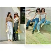 ราคา บล็อกบัสเตอร์ Sis Story Jeans, Long Legs, High Waist, Straight Fit Sis 531 Palm High Waist Straight-Leg Jeans - Blue/Dark Blue/White/Black (1735321309971121223)