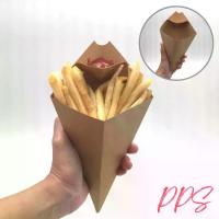 ราคา 50pcs Cone Shape Fries Holder with Concave Sauce Division Kraft Paper 2 in1 Snack Fries Holder (1735486425356469668)