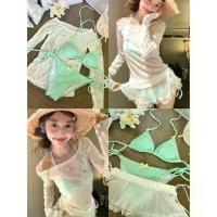 ราคา [Lime Tea] Star Print Casual Thin Cover-Up Women's Bikini Swimsuit Lace Skirt Set Summer Style (1734968812523587227)