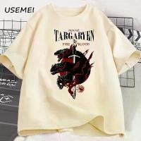 ราคา เสื้อยืด House Targaryen ลายไฟและเลือด เสื้อยืด GOT สำหรับผู้ชาย เสื้อยืดผ้าฝ้าย แฟชั่นแขนสั้น เสื้อยืดพิมพ์ลายลำลอง สตรีทแวร์ (1735353962305324371)