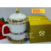 ราคา ถูกมากชุดของขวัญ แก้วน้ำชา กาแฟ เบญจรงค์ พร้อมกล่องผ้าไหม ของที่ระลึกไทย ต่างชาติ เกษียณ วันเกิด รับไหว้งานแต่ง หรูหรา (1734818629445583949)