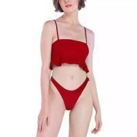 ราคา Angelys Balek ชุดว่ายน้ำ Peplum Bikini & Brazilian Brief Swimsuit รุ่น SS22SW00104404 สีแดง (1734804383157748927)