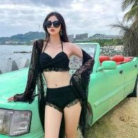 ราคา 2025 New Women's Swimsuit: Three-Piece Bikini Set with Fairy-Like Long-Sleeve Lace Sexy Cover-Up Swimwear Wholesale (1735053015000385013)