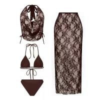 ราคา 2026 European and American new style swimwear, sexy lace three-piece swimsuit for women, bikini with halter neck cover-up, vacation swimwear (1734838441178596540)