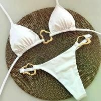 ราคา [Hot] Sexy White Bikinis Women's Swimwear Female Swimsuit For Swimming Wear Bathing Suits Brazilian Bikini Set Beachwear Pool Bather (1734891436392548078)