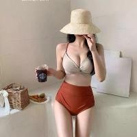 ราคา ชุดว่ายน้ำ bikini บิกินี่ 2 ชิ้น beachwear เอวสูง ว่ายน้ำ#0165 (1735244655695857222)