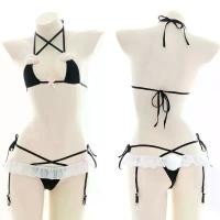 ราคา Mn Maid Swimsuit Bikini Sexy Lingerie Women's Lace Bow Bra and Panty Outfit Cosplay Costumes Student Summer Role Play Po (1735290094325499346)
