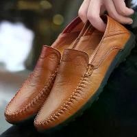ราคา Men's Leather Shoes Low-top Breathable Driving Loafers Casual Daily Slip-on Soft Leather Soft Sole Slip-on Men's Business Shoes (1733581836905514326)