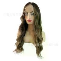 ราคา Wavy lace wig, hand-crocheted front lace full head wig, highlighted long curly hair wig, factory-customized (1734921905451468747)