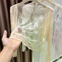 ราคา 2025 Summer New Thin Sheer Mesh Lace Sunscreen Cardigan Women's Outerwear Shawl Long Sleeve Top (1735101766199576091)