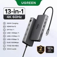 ราคา [COD] [Tiktok]【4K 60Hz】Ugreen 13-in-1 10Gbps USB C Multiport Adapter Hub Converter for MacBook Air M3 Samsung S24 Ultra Model: 15978 (1735361834117924454)