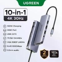 ราคา [COD] [Tiktok]【4K 30Hz】Ugreen 10-in-1 5Gbps USB C Multiport Adapter Hub HDMI Rj45 Vga Converter for MacBook Air M3 Samsung S24 Ultra Model: 80133 (1735361865362998930)