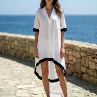 ราคา Lady J Brand ชุดเดรส Mini Resort Dress สีขาว ดีไซน์เรียบง่าย แต่งขอบสีดำ ผ้าคอตตอนยืดหยุ่น พร้อมกระเป๋าหน้า 3 ช่อง สำหรับวันพักผ่อนและออกงาน (1735213065685075846)