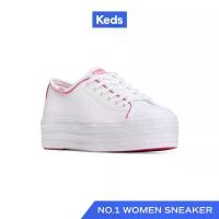 ราคา KEDS รองเท้าผ้าใบหนัง มีส้น รุ่น TRIPLE UP LEATHER POP BINDING สีขาว ( WH67849 ) (1734876543398347896)