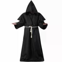 ราคา [Medieval Priest Costume] [Plague Doctor, Death Witch] [Black hooded robe for cosplay] (1734971926728771125)