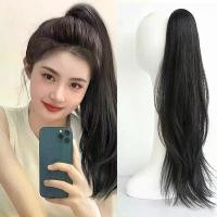 ราคา Women's long hair ponytail wig with clip, high ponytail, naturally slightly wavy, fluffy long curly hair, tie-on fake ponytail (1734870962765203433)