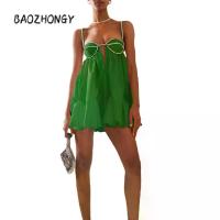 ราคา Women Spaghetti Strap Dress Rhinestone Cutout Cocktail Party Dress (1734940891598653290)