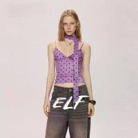 ราคา Polka dot V-neck backless ribbon design sense camisole top sleeveless outerwear for summer (1735341656521475246)