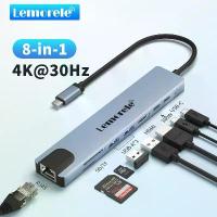 ราคา Lemorele USB C hub 8 in 1 USB C hub multi port adapter USB 3.0 port USB C data port SD/TF card reader suitable for MacBook Pro/Air Windows and other Class C devices (1735317241708053636)