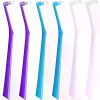 ราคา 6 Pack Angled End-Tuft Toothbrushes with Covers for Orthodontic Wisdom Teeth Care, Small Head Single Tuft Dental Brush for Plaque Removal, Braces, Interdental Cleaning, Soft Bristles for Oral Care (17