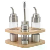 ราคา LY Kitchen แพ็ค 4 ชิ้น อุปกรณ์ครัว สแตนเลส 304 ชุดขวดเครื่องปรุง โปร่งแสง ทนทาน ภาชนะใส่เครื่องปรุง ทำความสะอาดง่าย พร้อมที่วางไม้ ที่ใส่เกลือพริกไทย น้ำมันมะกอก/เกลือ/พริกไทย (1735257415269320389)