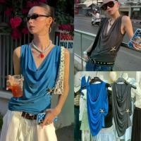 ราคา SU170 เสื้อแขนกุดคอถ่วง แต่งอะไหล่สีเงินรูปดาว งานทรงสวยเก๋ ใส่แมทซ์ง่าย แฟชั่นเกาหลี TAG MM Fish (1735473141996160410)
