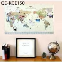 ราคา Decor Travel World Map แผนที่โลก ตกแต่งห้องพร้อมสติ๊กเกอร์ Indigo แผนที่ (1735463022421181940)