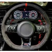 ราคา ปลอกพวงมาลัยรถ A Like สำหรับ Volkswagen VW Golf R MK7 Golf 7 GTI VW Polo GTI Scirocco ปี 2015/2016 หนังซาฟเฟดสีดำ หนังแท้ (1735141562300729002)