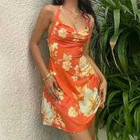 ราคา New Women's Fashion Elegant Halter Neck Sexy Dress Summer Floral Print Sleeveless Short Dress (1734739306092528846)