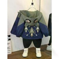 ราคา Girls' Korean Style Hooded Jacket with Rocket Back Print - Loose Fit Zip-Up Coat, Long Sleeve Casual Outerwear for Spring/Fall, Non-Stretch Fabric, Spring Outerwear, Trendy Kids (1733488901040342492)