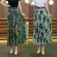 ราคา High-waisted slimming skirt, summer floral print, fashionable and versatile, spring-summer printed pleated A-line skirt (1735096241112319515)