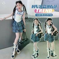 ราคา Girls' Sweet and Cool Letter Print Tank Top and Cake Skirt Set 2026 Summer New Style for Older Children Sleeveless T-shirt Plaid Short Skirt (1735430642222597988)