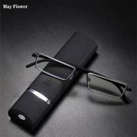ราคา ขนาดเล็ก 【May Flower TR90】 แว่นสายตาสั้นสำหรับผู้สูงอายุ ผู้ชาย แว่นอ่านหนังสือบล็อกแสงสีฟ้า กรอบโลหะทรงสี่เหลี่ยม เลนส์ปรับปรุงการมองเห็น +1.75 +2.25 +2.75 (1735285962869015890)