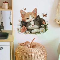 ราคา 2026 Cartoon Kitty Cat Wall Stickers Window Stickers Wall Decoration Wallpaper Home Decor Stickers PVC Self-Adhesive Waterproof Stickers (1734976611444425944)