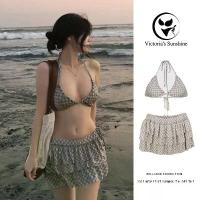 ราคา ชุดว่ายน้ำฤดูร้อน ♨Victoria's ชุดว่ายน้ำ bikini บิกินี่ 3 ชิ้น ลายสก็อต สไตล์เซ็กซี่#1081♀ (1735482679321331306)
