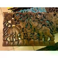 ราคา CODงานไม้แกะสลัก ไม้ฉลุลาย งานฝีมือ ไม้สักแท้ ลายช้างคู่ ขนาด 30*45 ซม.Wood CarvingTikTok (1734784221753083331)