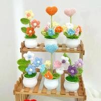 ราคา ดอกไม้ถักโครเชต์ในกระถาง, งานฝีมือ, ดอกไม้ถักโครเชต์, ดอกไม้ตกแต่งโต๊ะทำงาน, ของตกแต่งภายในรถยนต์, ของขวัญ (1734360701160753126)