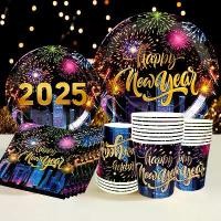 ราคา ของตกแต่งปีใหม่ 2025 สีดำและสีทอง แบบใช้แล้วทิ้ง ชุดเครื่องบนโต๊ะ มีผ้าเช็ดปาก กระดาษ ผ้าปูโต๊ะ แก้ว และผ้าปูโต๊ะ เหมาะสำหรับบ้าน งานเลี้ยงปีใหม่ (1734811158283257065)