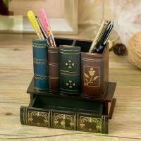 ราคา กล่องเก็บของ เครื่องประดับสำนักงาน อุปกรณ์สำนักงาน ตกแต่งเดสก์ท็อป วินเทจ แบบหนังสือ ลิ้นชักเก็บของจิปาถะ ที่ใส่เครื่องเขียนลิ้นชัก ที่ใส่ปากกา กล่องใส่ปากกา รูปร่างหนังสือ ไม้ย้อนยุค (173440896019270